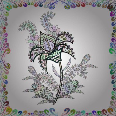 Çiçekler beyaz, tarafsız ve gri renkler. Sevimli çiçek desenli küçük çiçek.