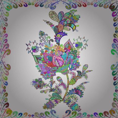 Sorunsuz Chichi kumaş deseni. Çiçek desen. Düz çiçek öğeleri tasarım. Vektör çizim. Bahar Tema Dikişsiz desen arka plan rengi.