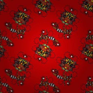 Düz çiçek öğeleri tasarım. Bahar Tema Dikişsiz desen arka plan rengi. Sorunsuz çiçek desenli vektör çizim içinde. Güzel kumaş deseni.