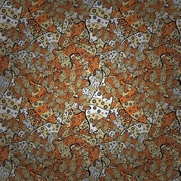 Bir siyah, bej, turuncu, beyaz ve gri renkler vektör çizim resimleri. Dikişsiz desen zarif dekoratif süsleme moda için baskı, karalama defteri, ambalaj kağıdı, duvar kağıdı.