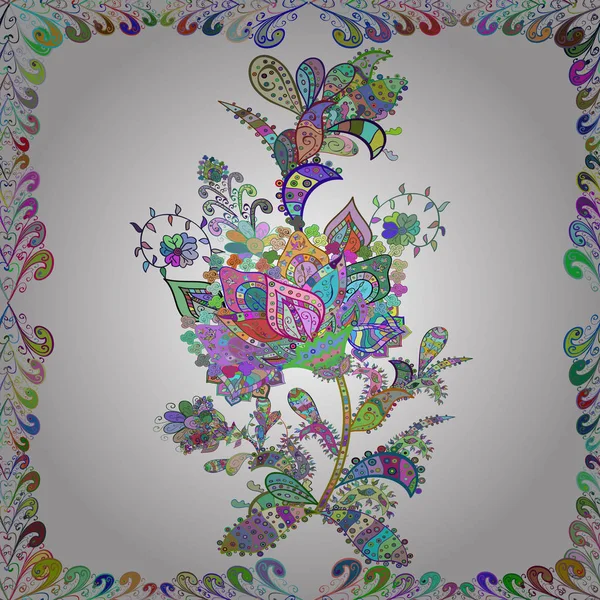 Sorunsuz Chichi kumaş deseni. Çiçek desen. Düz çiçek öğeleri tasarım. Vektör çizim. Bahar Tema Dikişsiz desen arka plan rengi.