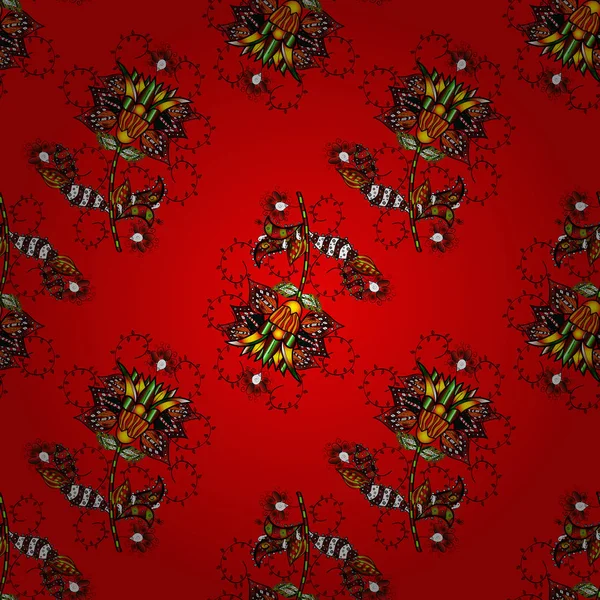 Düz çiçek öğeleri tasarım. Bahar Tema Dikişsiz desen arka plan rengi. Sorunsuz çiçek desenli vektör çizim içinde. Güzel kumaş deseni.