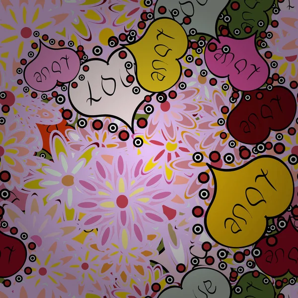 Grunge Mano Disegnata Ama Cuori Cuore Senza Soluzione Continuità Amore — Vettoriale Stock