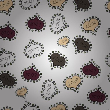 Sevgiliye arka plan. Vektör. Aşk Romantik tema. Tekstil için tasarım. Doku soyut, fayans tekrar et. Beyaz, siyah, kahverengi, bej ve gri zemin üzerinde küçük kalpler ile Seamless modeli.