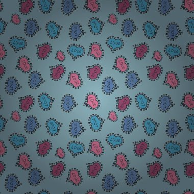 Renkler, mavi, pembe ve siyah çizgili lekeli. Sembol, güzel, güzel, Romantik, tatil dekorasyon seviyorum. Elle çizilmiş illüstrasyon izole. Vektör çizimi. Suluboya kalpler seamless modeli.