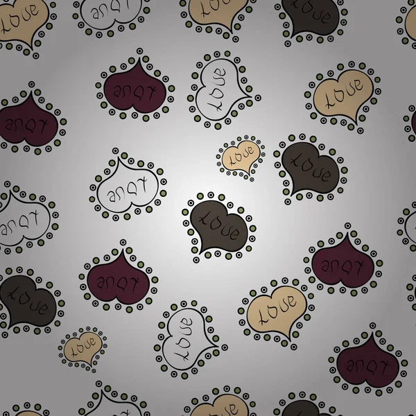 Sevgiliye arka plan. Vektör. Aşk Romantik tema. Tekstil için tasarım. Doku soyut, fayans tekrar et. Beyaz, siyah, kahverengi, bej ve gri zemin üzerinde küçük kalpler ile Seamless modeli.