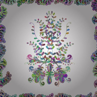 Karalamalar desen. İhale kumaş deseni. Beyaz, tarafsız ve yeşil renkler. Vektör. Kesintisiz ilginç arka plan.