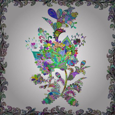 Arka plan doku, duvar kağıdı, tema beyaz, yeşil ve nötr renklerde. Soyut etnik vektör seamless modeli. Kabile sanat baskı, antika arka plan.