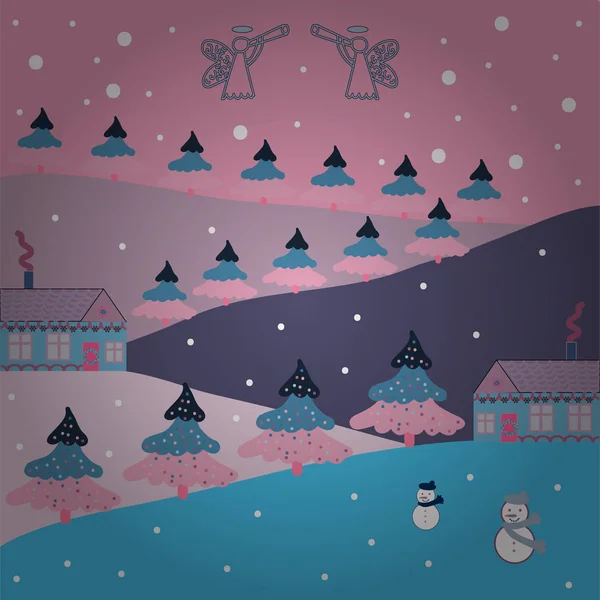 Illustration Vectorielle Superbe Maison Fée Décorée Noël Dans Une Forêt — Image vectorielle