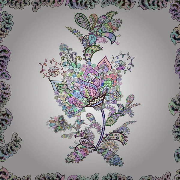 Handgezeichnet Blüten Auf Weißen Neutralen Und Grauen Farben Aquarell Illustration — Stockvektor