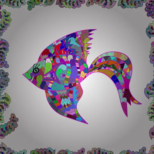 Векторная Иллюстрация Симпатичный Узор Разными Рыбами Белом Синем Зеленом — стоковый вектор