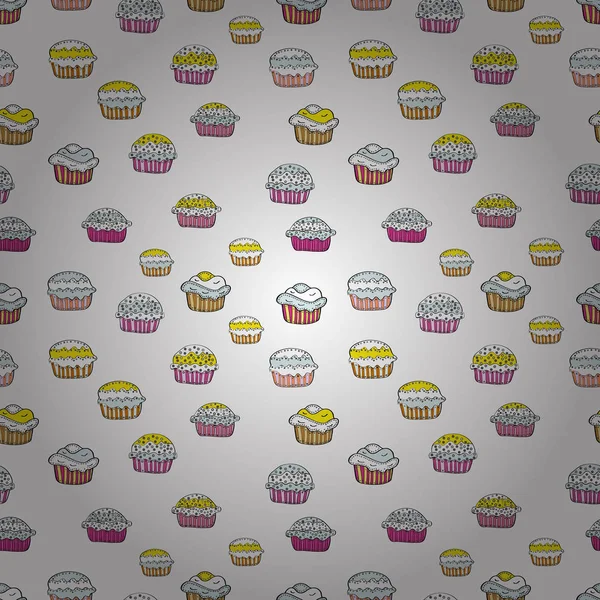 Cupcake Macaron Sablé Modèle Sans Couture Des Gâteaux Fond Sans — Image vectorielle