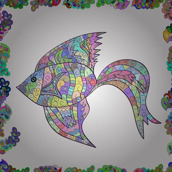 Vecteur Illustration Mignonne Avec Poisson Ligne Pois Joli Poisson Blanc — Image vectorielle