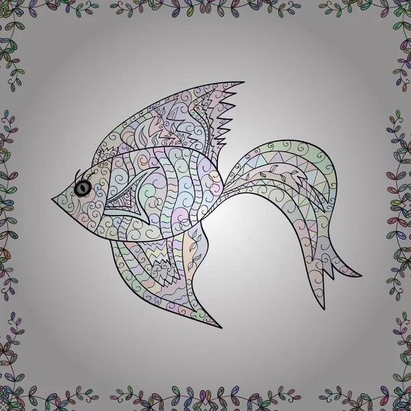 Modèle Poisson Texture Aquarelle Illustration Vectorielle Sans Couture Blanc Neutre — Image vectorielle