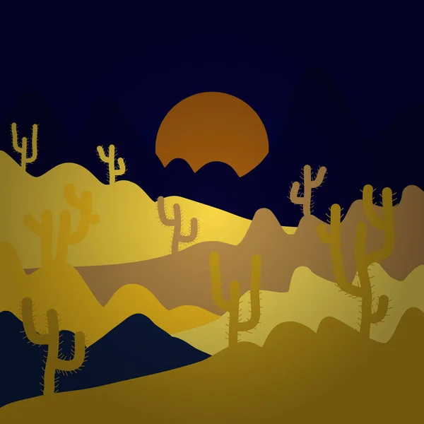 Beautiful Sand Dunes Sahara Desert Illustration Black Yellow Beige Colors — Stock Vector