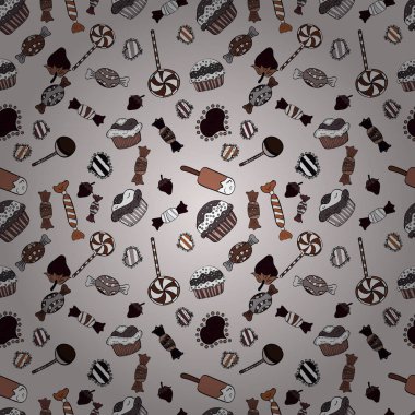 Gri, siyah ve kahverengi renkleri. Vektör. Renkli şeker sorunsuz.