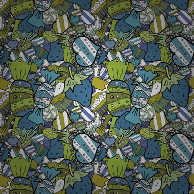 Mavi, siyah ve beyaz renkler. Vektör. Renkli şeker sorunsuz.