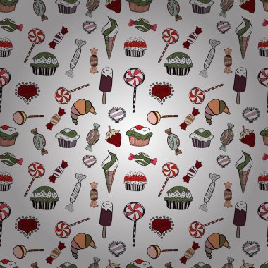 Yeni yıl vektör çizim. Noel hediyeleri için kağıt ambalaj. Beyaz, siyah ve gri arka plan üzerine şeker ile Noel vektör seamless modeli.