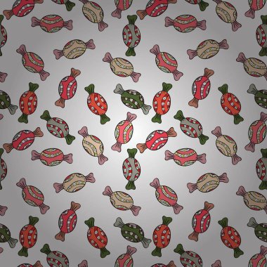 Şeker vektör doodle. Suluboya tatlılar şekerlemeler ile Seamless modeli. Beyaz, siyah, pembe, tarafsız ve gri renkler.