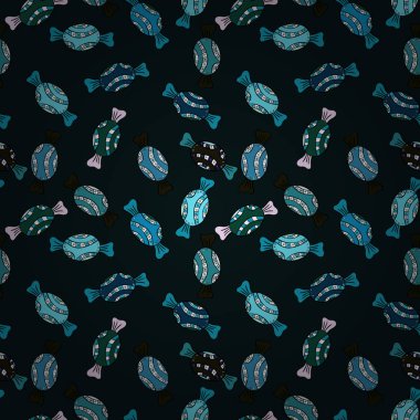 Suluboya resim gri, mavi ve siyah renkler. Vektör. Şekerler sorunsuz arka plan üzerinde.