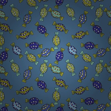 Mavi, yeşil ve siyah renkler. Vektör. Renkli şeker sorunsuz.