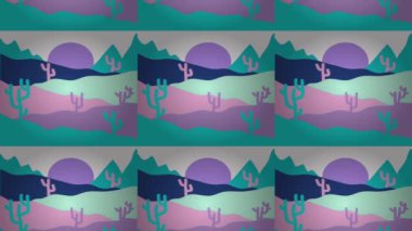 Kaktüslü çöl manzarası