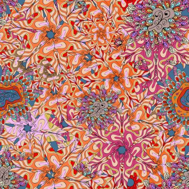 Karalamalar bej, turuncu ve siyah renkler. Vektör. Dikişsiz güzel kumaş desen. #Abfhuv