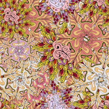 Kabile sanat Yazdır antika arka plan. Arka plan doku, duvar kağıdı, tema, pembe bej ve siyah renklerde. Soyut etnik vektör seamless modeli.