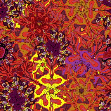 - hisse senedi. Dikişsiz desen arka plan. Tasarım ve hediye paketleme kağıt, tebrik kartları, afiş ve posterler tasarım. Turuncu, siyah, mor ve kırmızı renkler üzerinde karalamalar. Suluboya, elle çizilmiş. Vektör tasarımı.