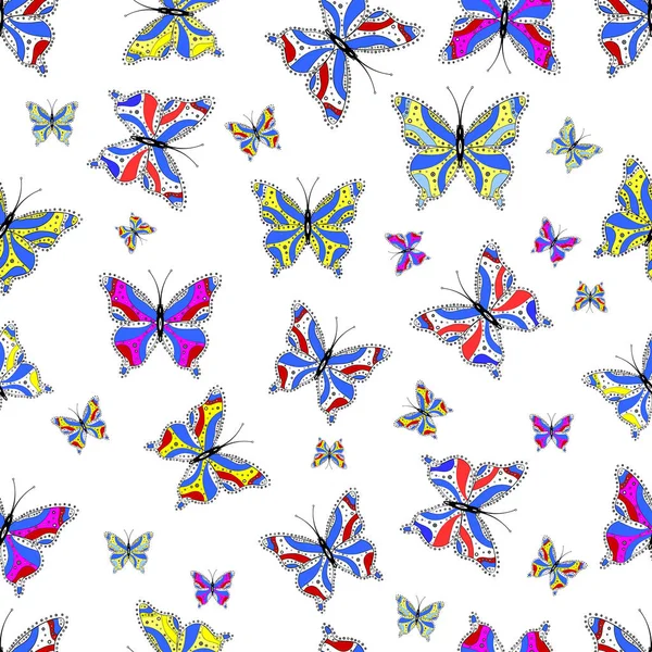 Collection Papillons Colorés Volant Dans Différentes Directions Modèle Abstrait Sans — Image vectorielle