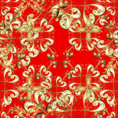 Vektör tasarımı. Kırmızı, bej ve kahverengi süs, çiçek seamless modeli. Vintage. Geleneksel, etnik, Türkçe, Hint motifleri. Büyük kumaş ve Tekstil için duvar kağıdı, ambalaj veya herhangi istenen fikir.