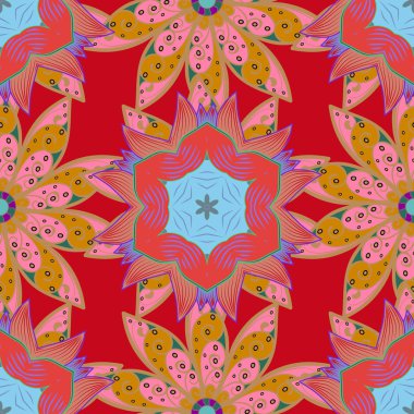 Oldukça vintage feedsack desende küçük pembe, kırmızı ve bej çiçekler. Tekstil, kumaş, kapakları, duvar kağıtları, çiçek tatlı sorunsuz arka plan yazdırma, şal, scrapbooking, kapitone, Dekupaj.