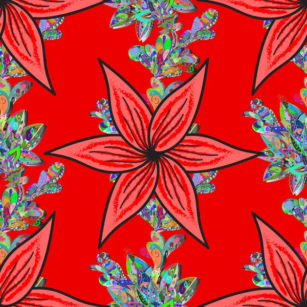 Çiçek arka plan. Doğum günü kartı veya düğün davetiyesi. Vektör çizim. Kırmızı, pembe ve gri renkler. Çiçekli tebrik kartı. Suluboya çiçek buketi.