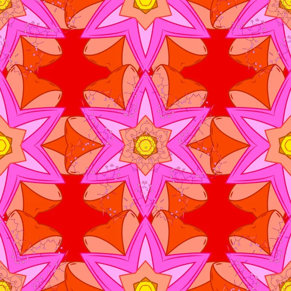 Naadloze Patroon Met Mooie Bloemen Roze Oranje Rood Kleuren Aquarel — Stockvector