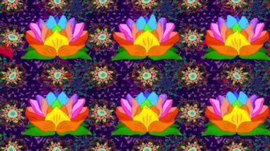 Hareketli görüntüleri kompozisyon çiçekli. Gökkuşağı lotus çiçeği sevimli çiçek desenli.