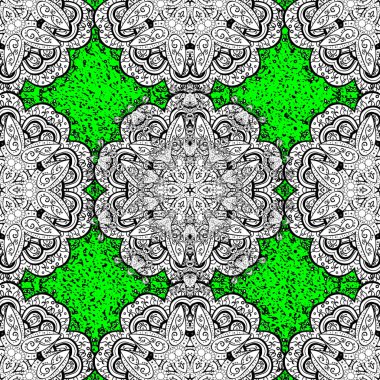 Damasko Dikişsiz desen yinelenen arka plan. Güzel beyaz, siyah ve yeşil çiçek süsleme barok tarzı. Beyaz, siyah ve yeşil renkler sevimli öğesinde. Antika şirin yinelenebilir duvar kağıdı.