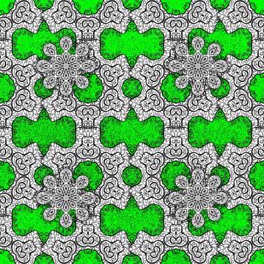 Sevimli beyaz, siyah ve yeşil çiçek süsleme barok tarzı. Antika şirin yinelenebilir duvar kağıdı. Beyaz, siyah ve yeşil renkler sevimli öğesinde. Damasko Dikişsiz desen yinelenen arka plan.