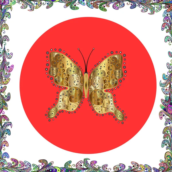 Випадковий Червоний Білий Коричневий Метелики Милий Візерунок Метелик Червоному Білому — стоковий вектор