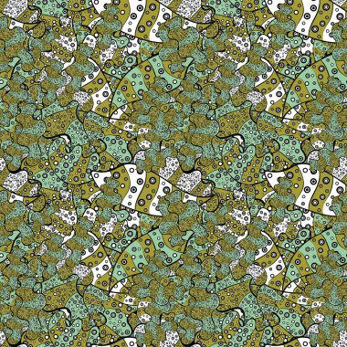 Vektör. Sorunsuz Retro arka plan tasarlamak. İhale kumaş deseni. Siyah, sarı ve nötr renkler. Desen.