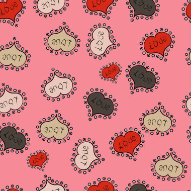 Pembe, siyah ve gri dokulu smear kalp şekilleri vektör nesnelerine pembe, siyah ve gri arka plan üzerinde elemanları ile izole.