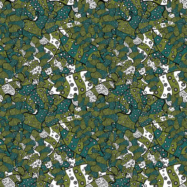 Doodles Cute Pattern Seamless Beautiful Fabric Pattern Vector Stock Green — Stock Vector