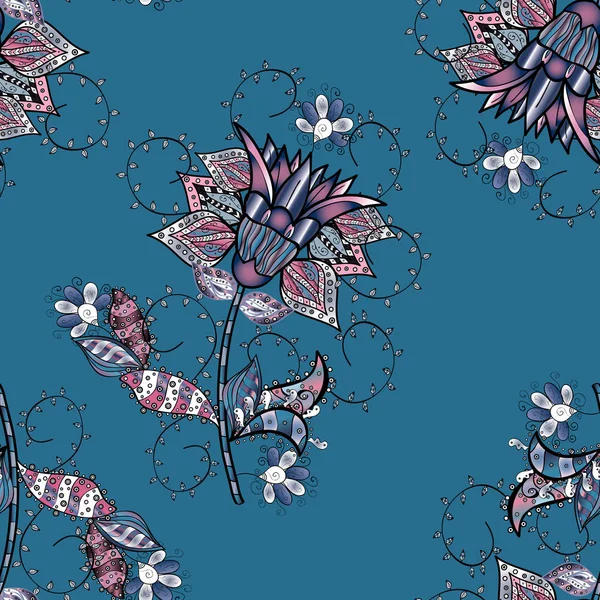 Διάνυσμα Μοτίβο Αφηρημένη Λουλούδι Φόντο Χωρίς Ραφή Πρότυπο Μπλε Μαύρο — Διανυσματικό Αρχείο