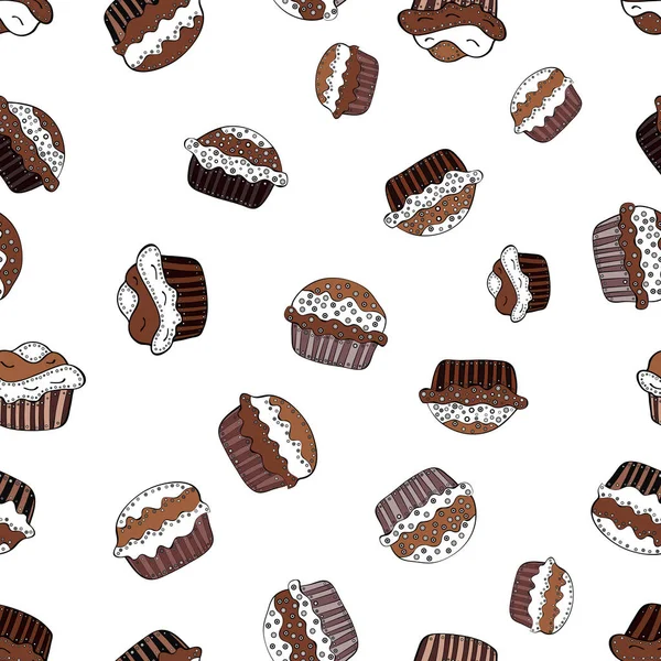 Sans Couture Mignons Cupcakes Vectoriels Muffins Cupcake Coloré Isolé Pour — Image vectorielle