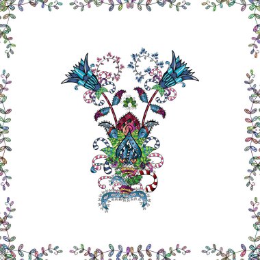 Vektör. Sulu boya çiçekler çok güzel, parlak boya inspiwhite, mavi ve siyah yazdırma sorunsuz arka plan çiçek.