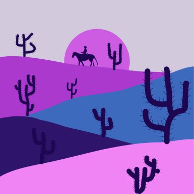 Şirin kaktüs ve el dokular çizilmiş. Mükemmel için kumaş, tekstil. Mor, gri ve mavi vektör arka plan.