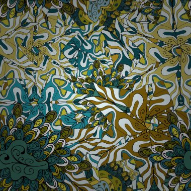 Kağıt ambalaj için karalamalar desen. Vektör çizim. Dikişsiz desen arka güzel plan. Tarafsız, mavi ve siyah renkler.