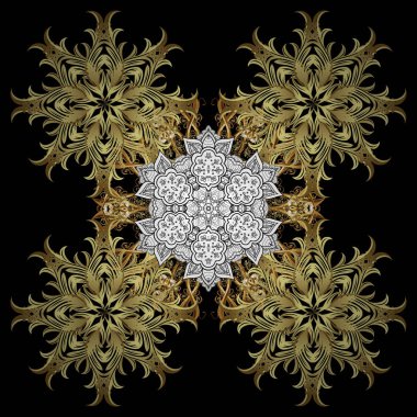 Güzel süs eşyası. Kar Tanesi süsü çizimi. Siyah, nötr ve sarı renklerde kar tanesi süsü. Kar taneleri izole edildi.