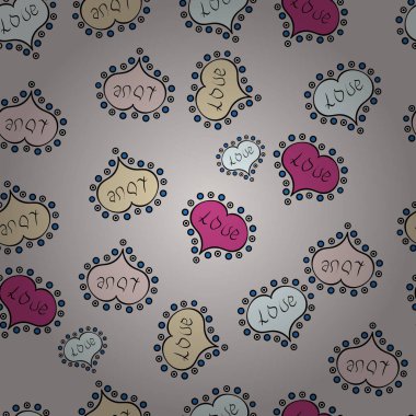 Gri, nötr ve siyah renkler üzerine çizgi film tarzında el çizimi çizimi. İllüzyon. Kaligrafi metni, kalp, zarf ve karalamalarla kusursuz bir aşk şekli..