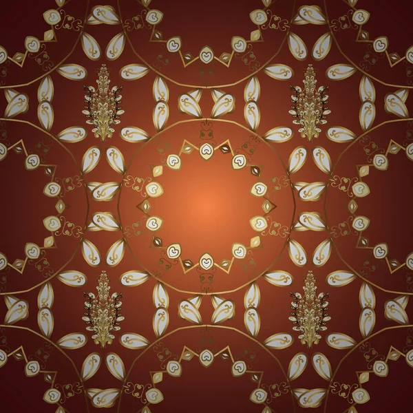 Naadloos Illustratie Illustratie Bruine Oranje Rode Kleuren Vintage Stijl Design — Stockfoto