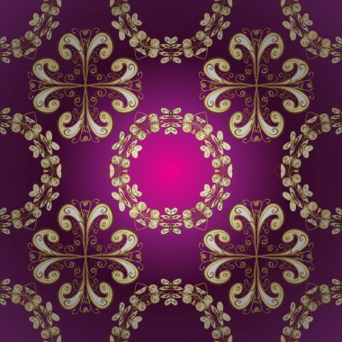 Şirin elemanları ile sorunsuz arka plan. Şark illüstrasyon klasik vintage desen. Arka plan gelecek şekilde yönlendirin. Fantezi illüstrasyon. Resimler, bej, mor ve sarı renklerde.